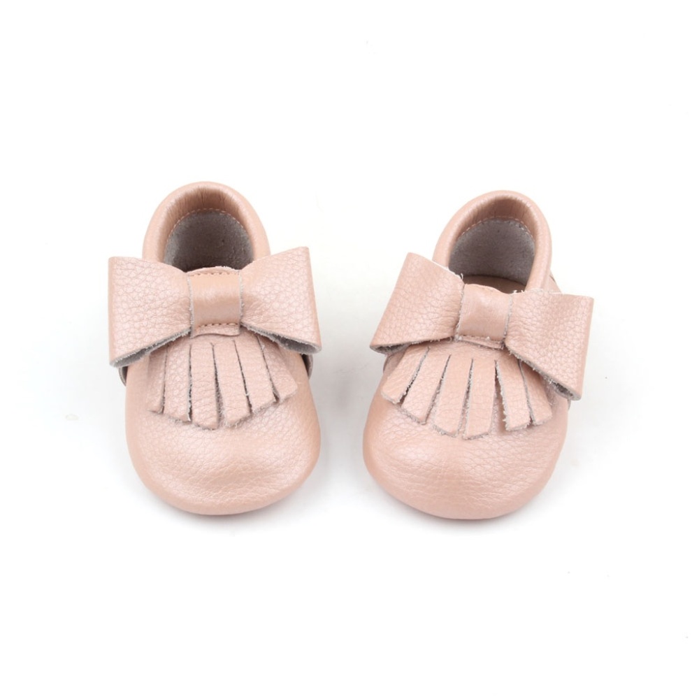 Starbie baby Moccasins Pearl Pink baby shoes toddler shoes Baby girls bows